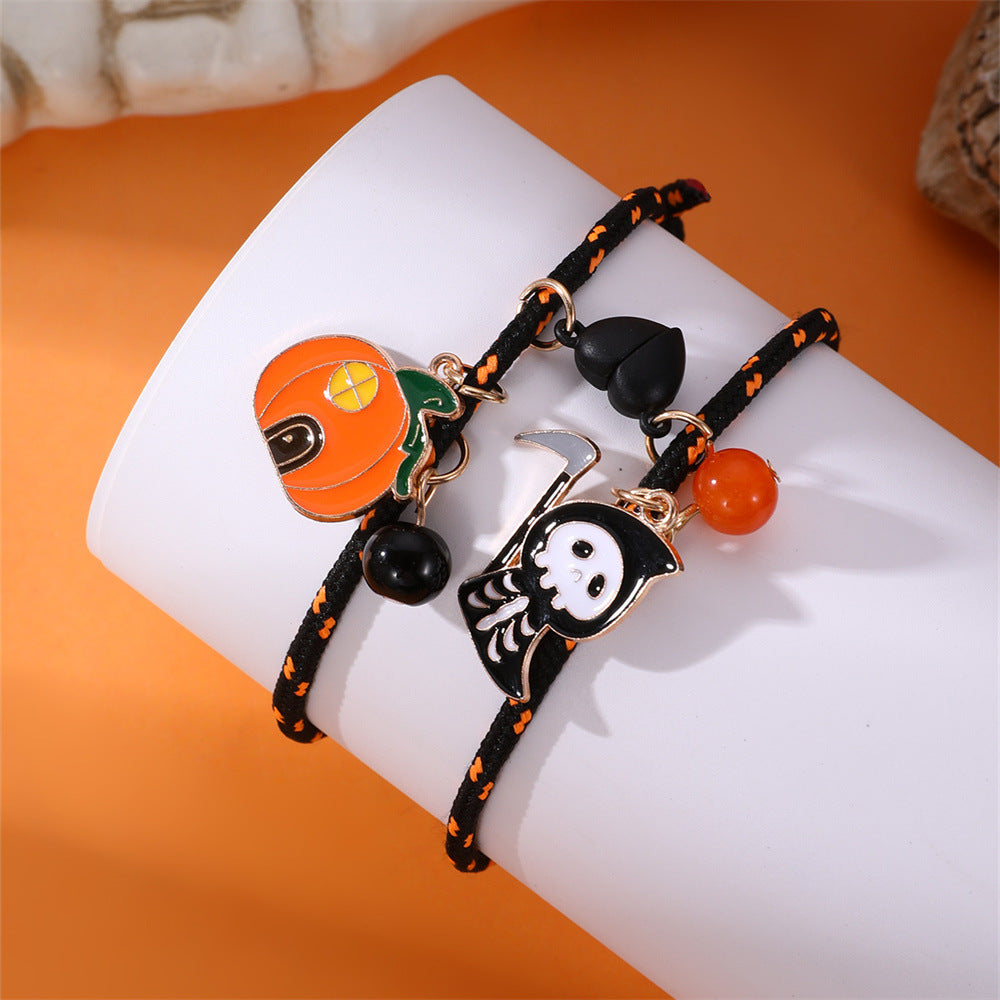 Halloween Bracelet Halloween Pumpkin Ghost Love Magnetic Couple Rope Bracelet