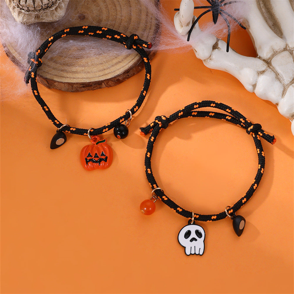 Halloween Bracelet Halloween Pumpkin Ghost Love Magnetic Couple Rope Bracelet